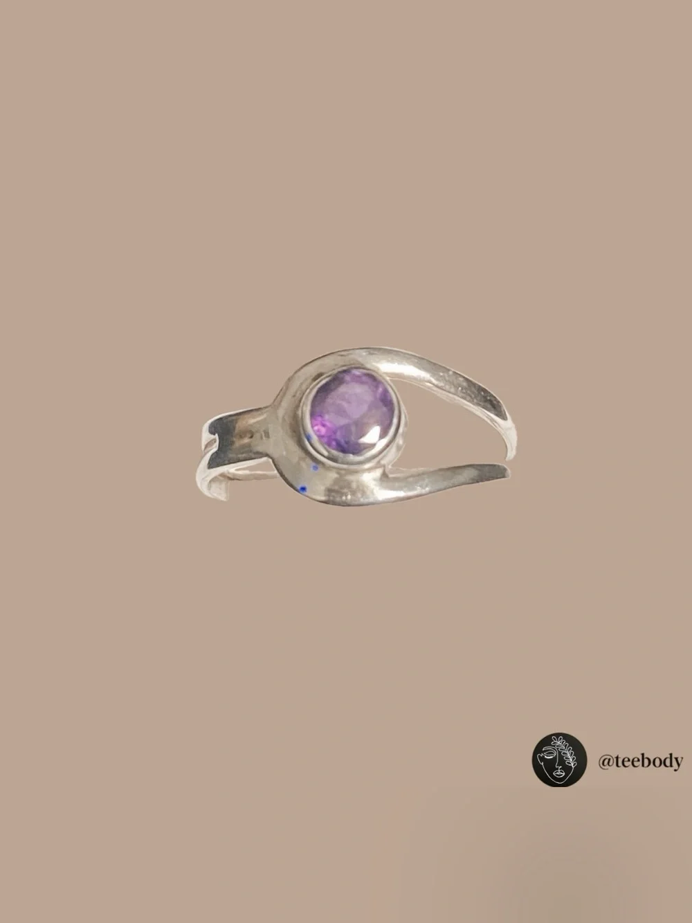 VTG 925 Sterling Silver Amethyst Bypass /Split Shank Ring Size 7.5 NWT 1.74g